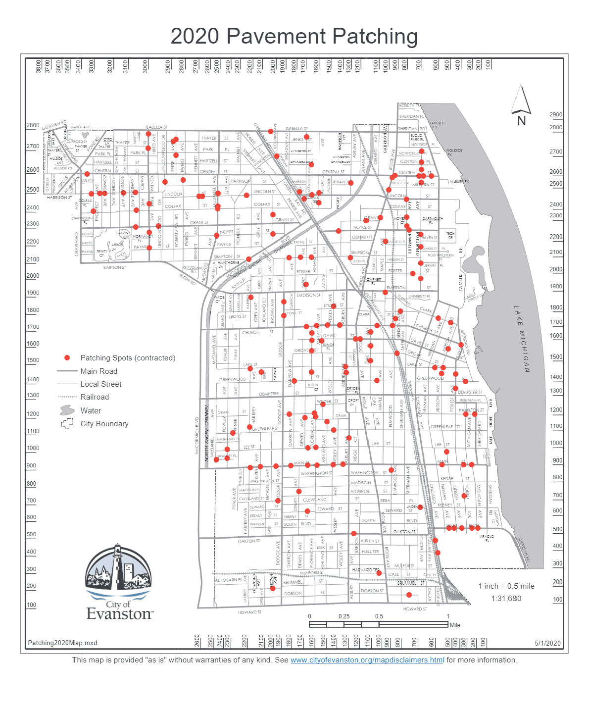 Map of asphalt patching