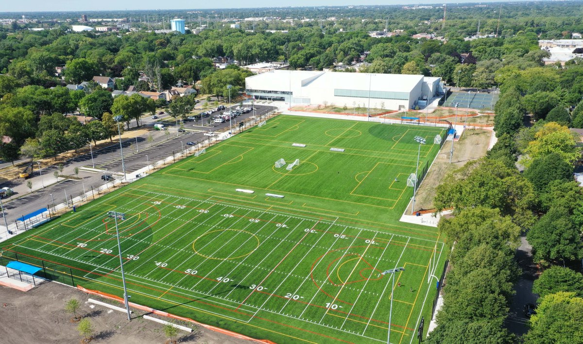 Robert Crown aerial photo of the athletics field