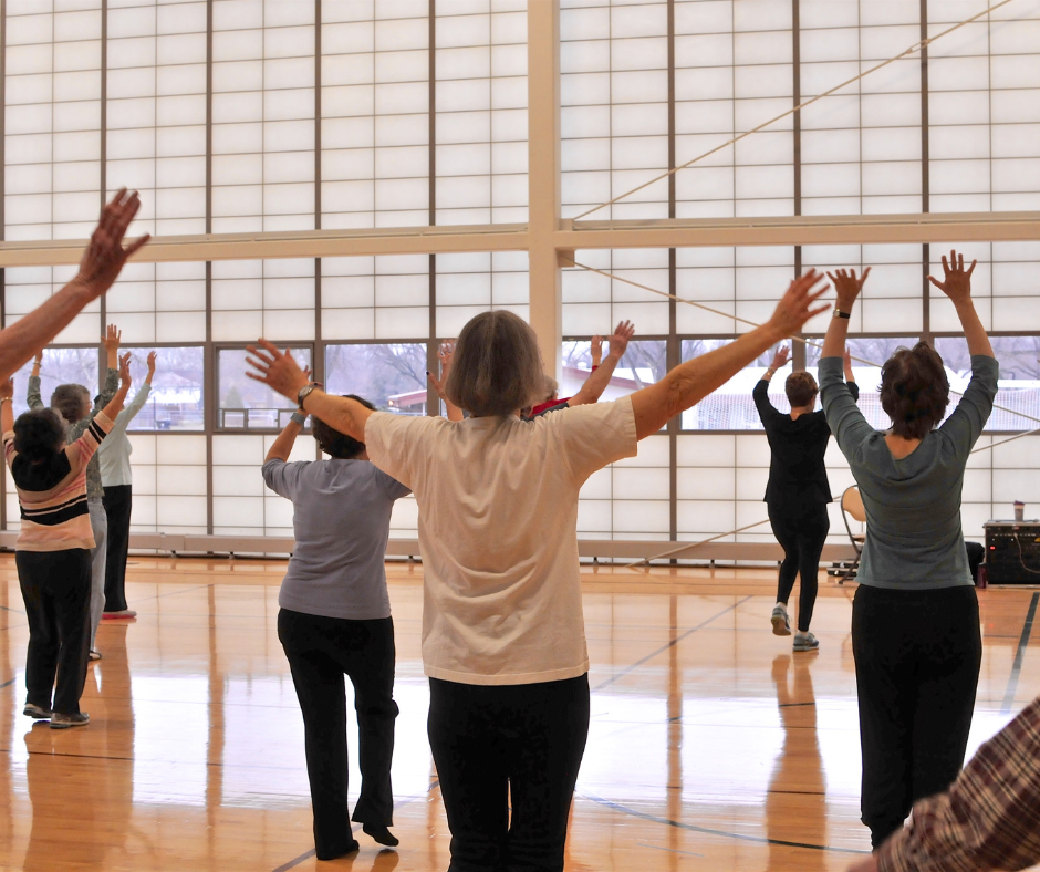 Senior exercising in the Levy Center gym