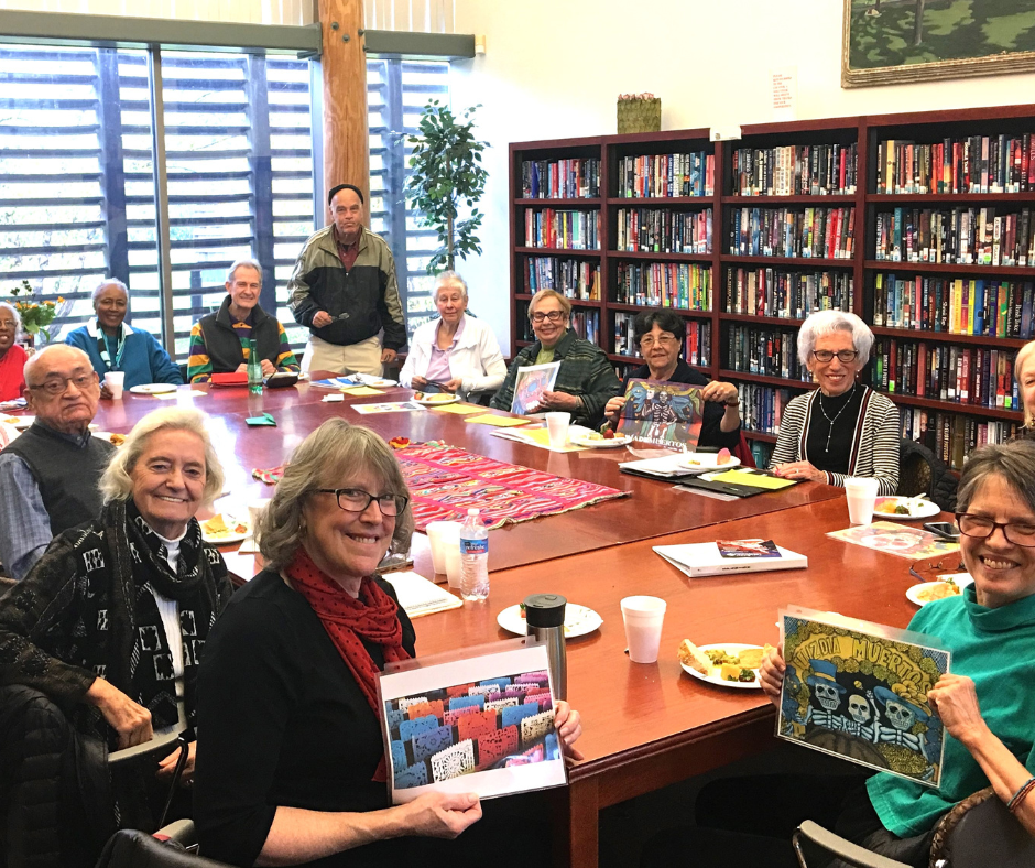 The Levy Center Spanish club members in the Levy Library