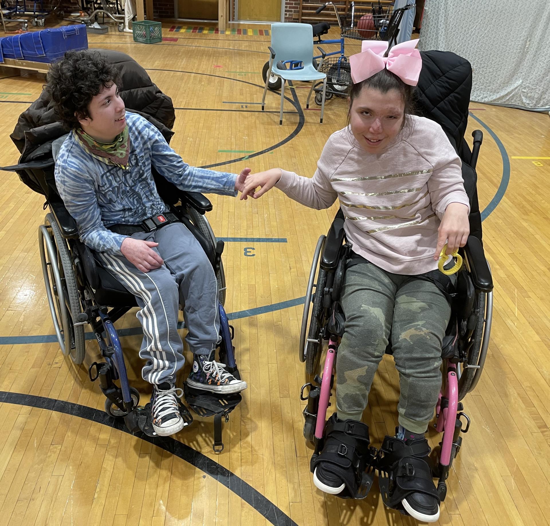 Two girls in a gym