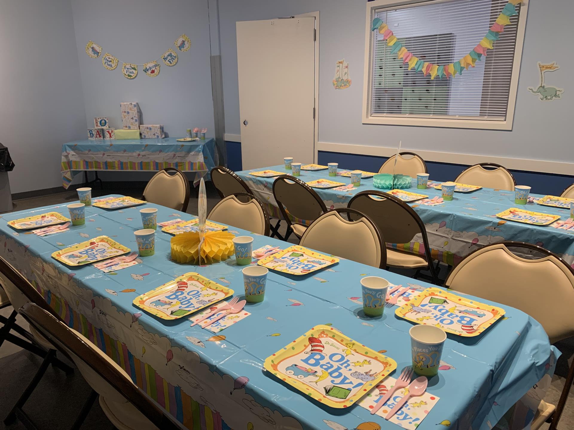 tables set up for children's birthday party